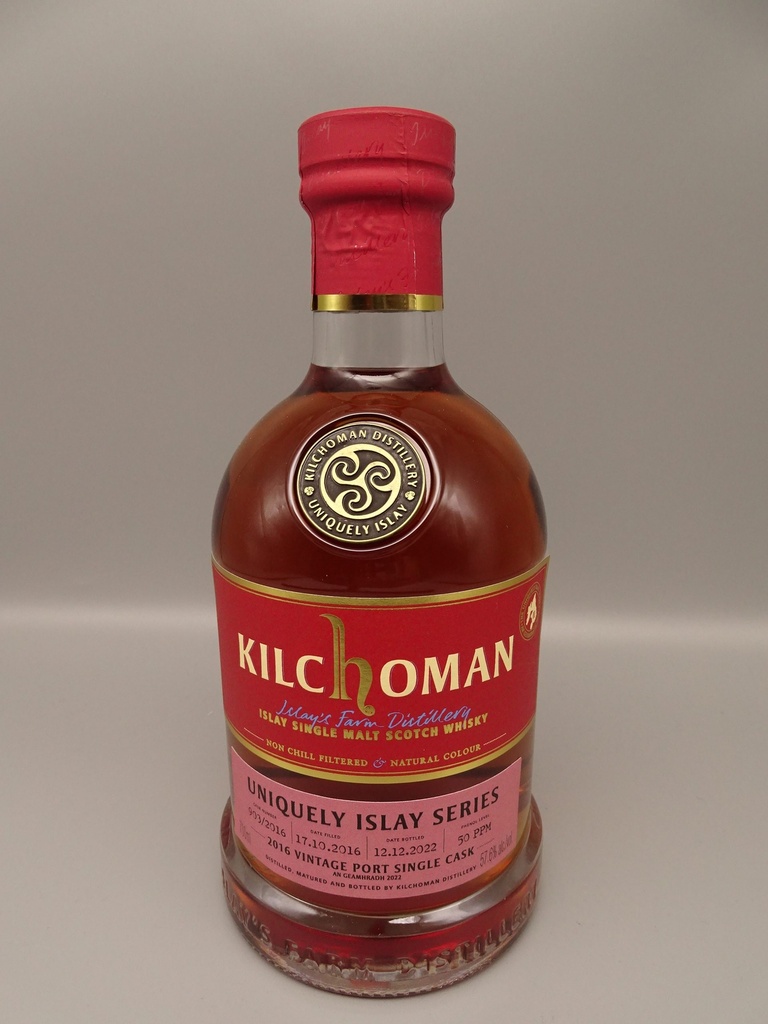 Kilchoman Vintage 2016 Uniquely Islay Series #2/5 Cask 903/2016 Bourbon Barrel 7m Finish in Port Hogshead 57,6%