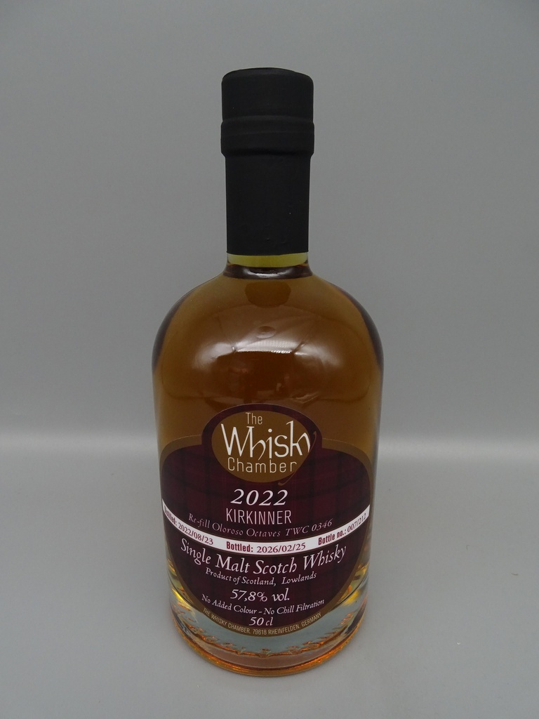 KIRKINNER 2022/2026 Single Lowlands Malt Whisky 2 Refill Oloroso Octaves 57,8%
